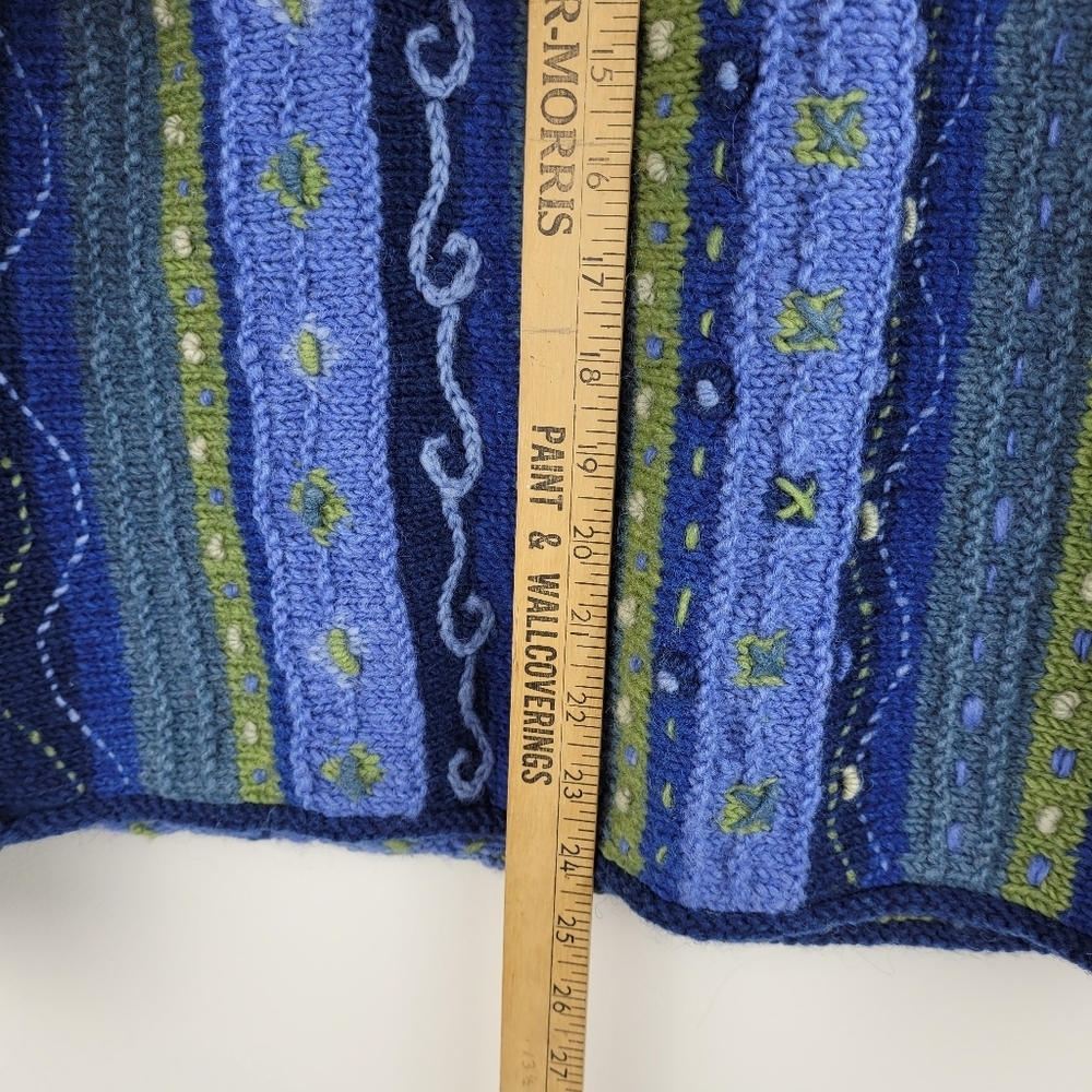 Newari hand knit wool blue cardigan buttons Icelandic Design cozy artsy NWT S/M - Picture 5 of 12